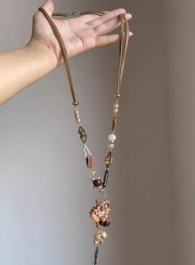 民族风禅意串珠花朵吊坠项链女