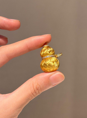 福禄编织金色葫芦拉丝吊坠项链女2025新款精致高级感轻奢小众配饰