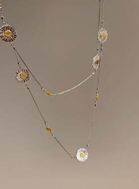 黄雏菊双层叠戴项链女2026新款