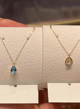 蓝色mini水滴吊坠项链女2026新款