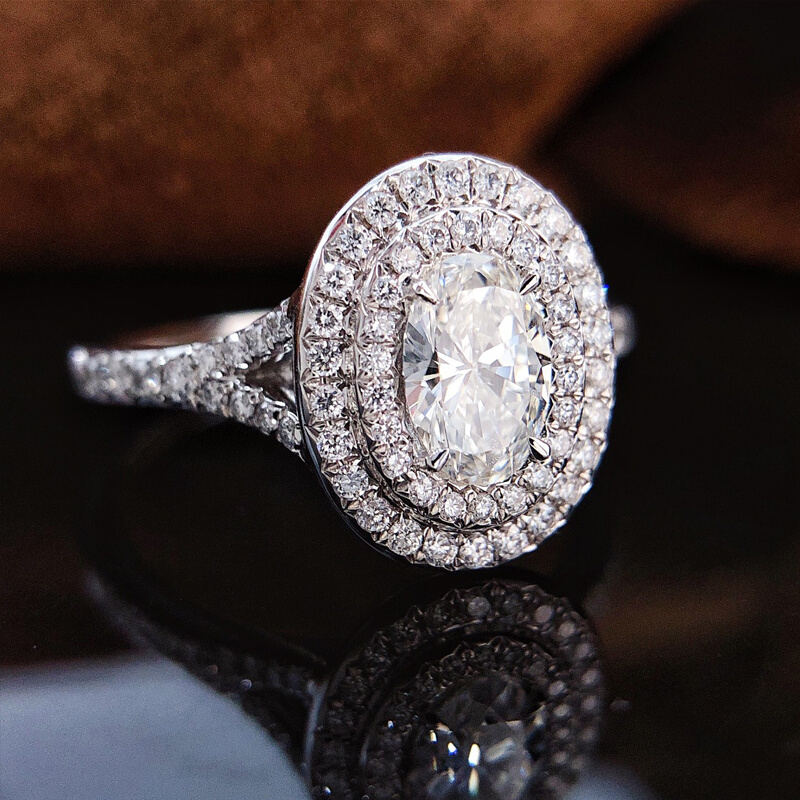 宝创集50分GIA证书天然钻石戒指18k金椭圆形鸽子蛋求婚结婚戒指女 - 图0