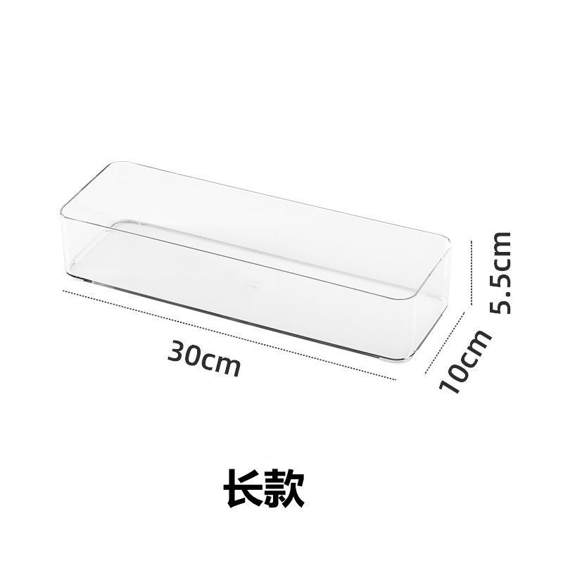 加大长款40公分透明盒子窄长条方形收纳盒宽15cm装水不漏抽屉整理-图1