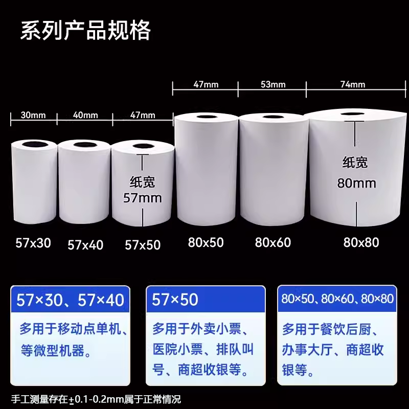 58mm热敏打印纸57x50收银纸80x80x60外卖打印卷纸小票纸80mm整箱 - 图1