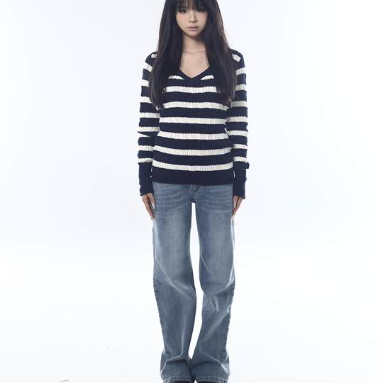 Veryrareme slub low-rise straight-leg jeans