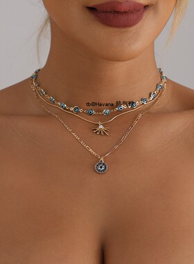 锆石恶魔之眼叠带项链EvilEye