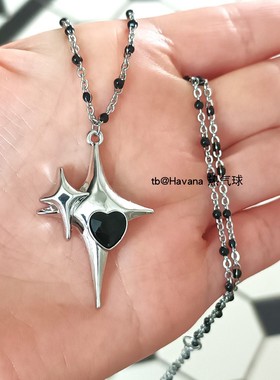 朋克嘻哈北极星十字星项链