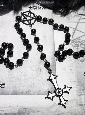 哥特式倒置十字架吊坠项链