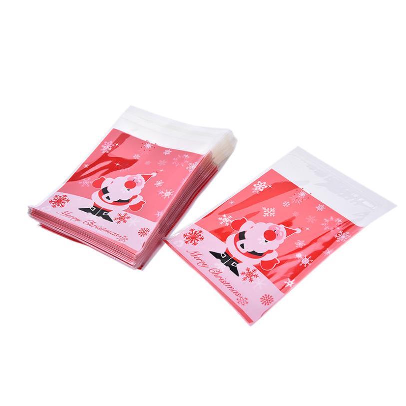 100pcs=1 Bag self-adhesive Candy Bags 4 Types Christmas Sant - 图2