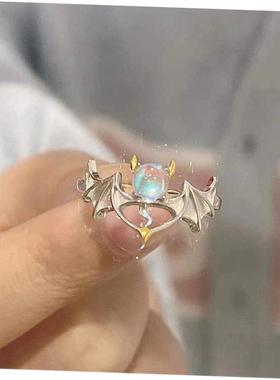 Rings Vintage Moonstone Ring Womens复古月光石戒指开口可调节