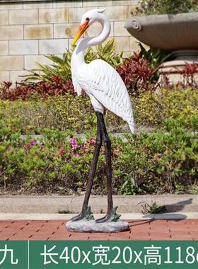 不锈钢仙鹤雕塑水池草坪镜面火烈鸟天鹅装饰售楼部玻璃钢白鹭摆件