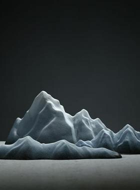 新中式枯山水摆件禅意日式沙盘微景观客厅陶瓷假山玄关装饰艺术品