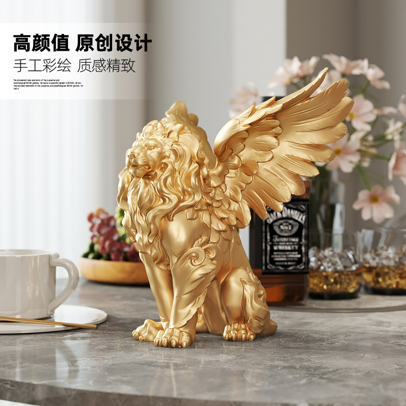 北欧狮子工艺品摆件轻奢玄关客厅电视柜酒柜样板房摆设桌面装饰品,淘宝优惠券,粉丝福利购,淘宝优惠卷