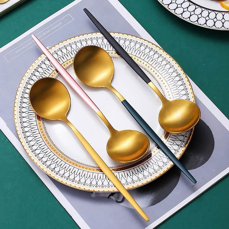 不锈钢筷子勺子套装学生便携餐具上班族创意旅行叉子甜品勺收纳袋