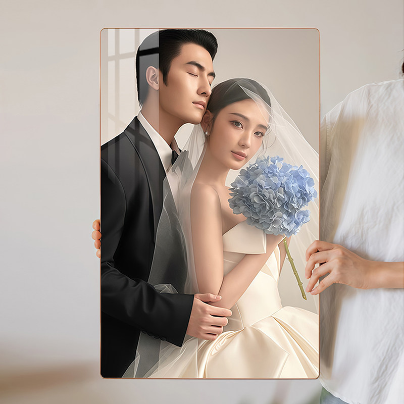 定制婚纱照无边框水晶相框床头放大挂墙全家福结婚照片打印加制作