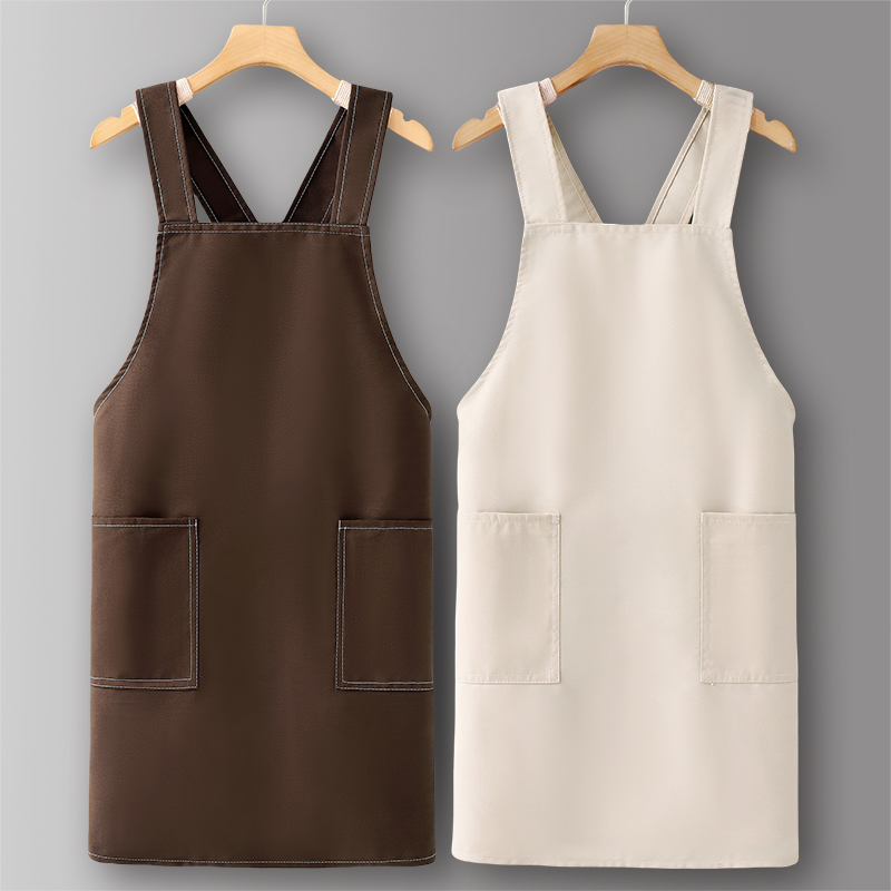 帆布围裙交叉带工作服厨房家用2025新款女餐饮专用好看洋气的定制