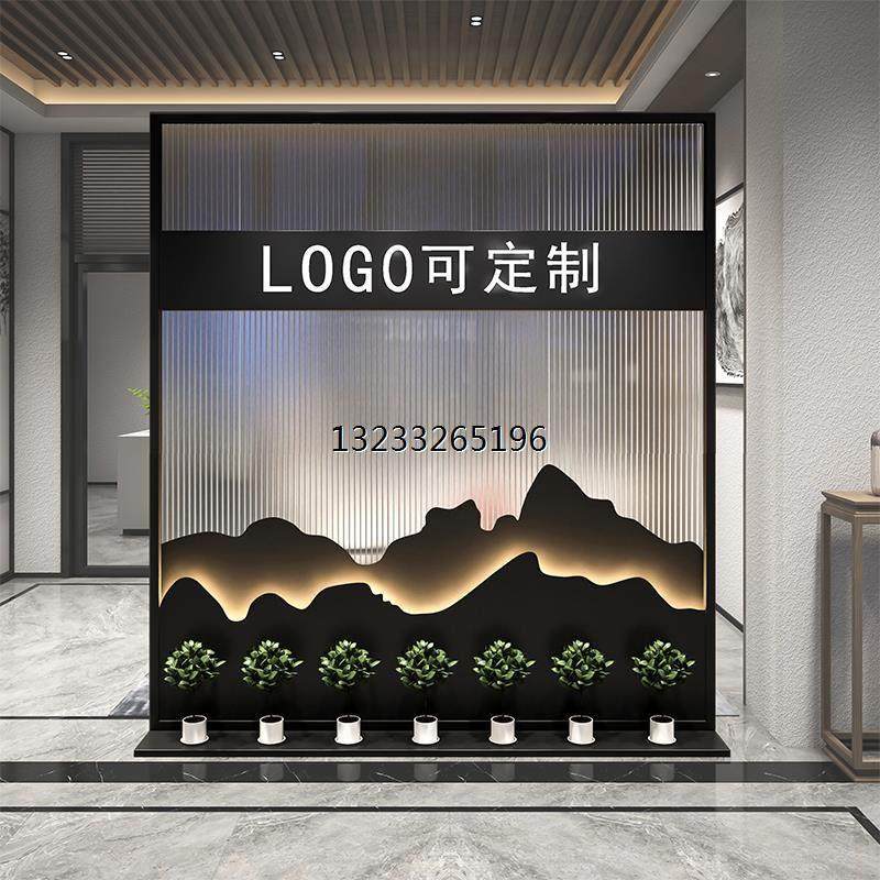 轻奢现代进门高端屏风设计师办公室隔断玻璃玄关公司logoLogo墙高,淘宝优惠券,粉丝福利购,淘宝优惠卷