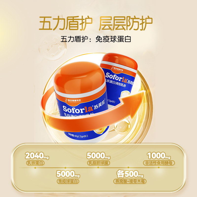 【旗舰店】澳优苏芙拉乳铁蛋白儿童宝宝免疫球蛋白燕窝酸调制乳粉