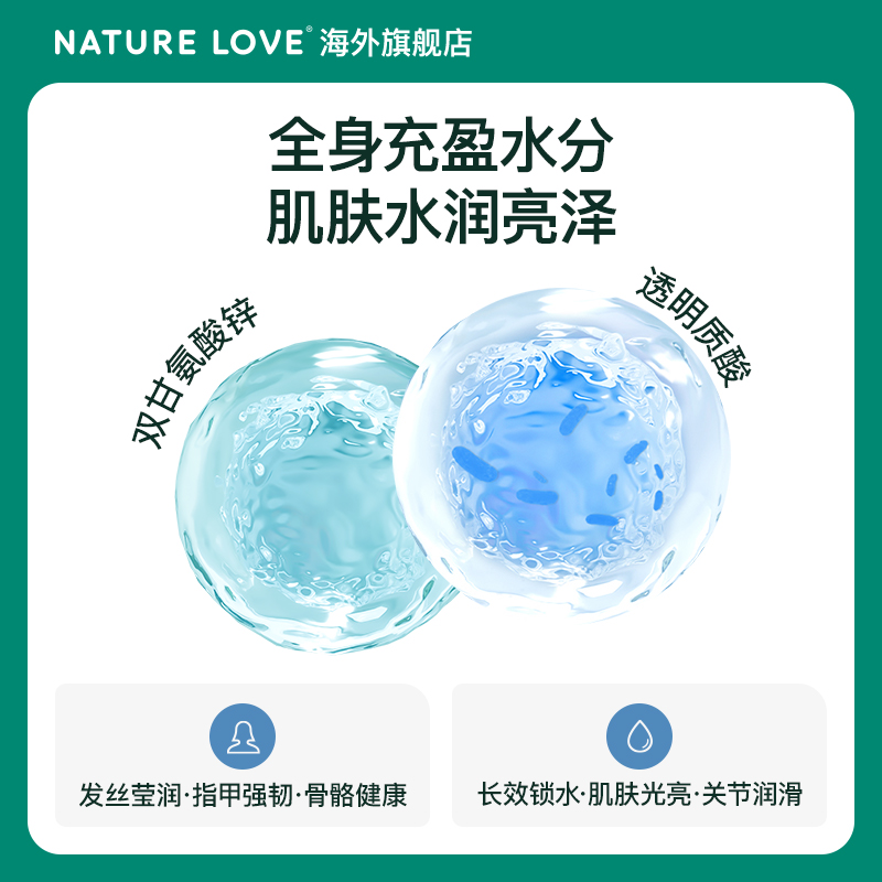 德国NatureLove进口玻尿酸锌胶囊内服深层皮肤补水保湿90粒 - 图1