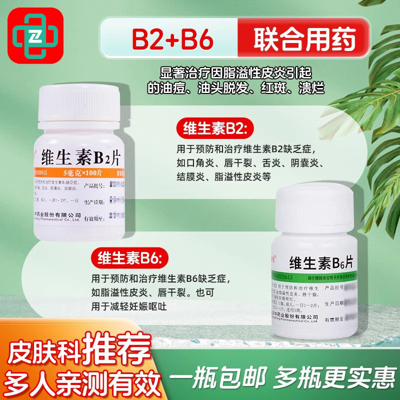 维生素b2正品官方旗舰店100片和b6成人儿童减肥大剂量钓鱼专用GM