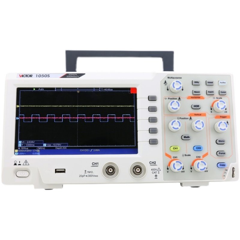 胜利VC1100S数字示波器VC1200S双通道200MHz1Gs彩屏示波器VC1050S - 图0