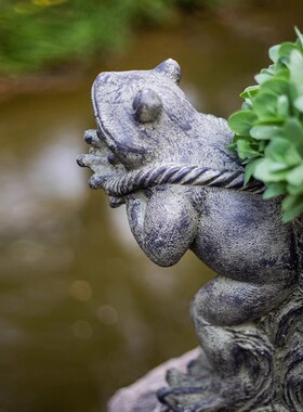 掬涵弹琴青蛙花盆器摆件庭院花园艺杂货别墅户外墙壁装饰招财创意