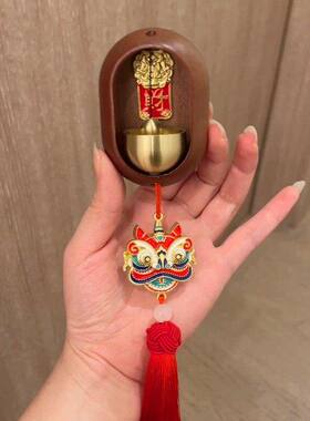 国风2027醒狮磁吸入户门铃中式招财实木铛新年春节装饰进门提醒铃