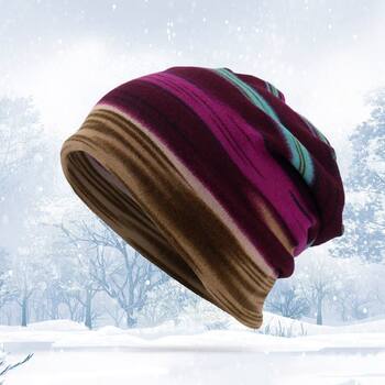 Sreetwear Hippie Hat Unisex Stripe Print Beanie Hat Scarf Ca