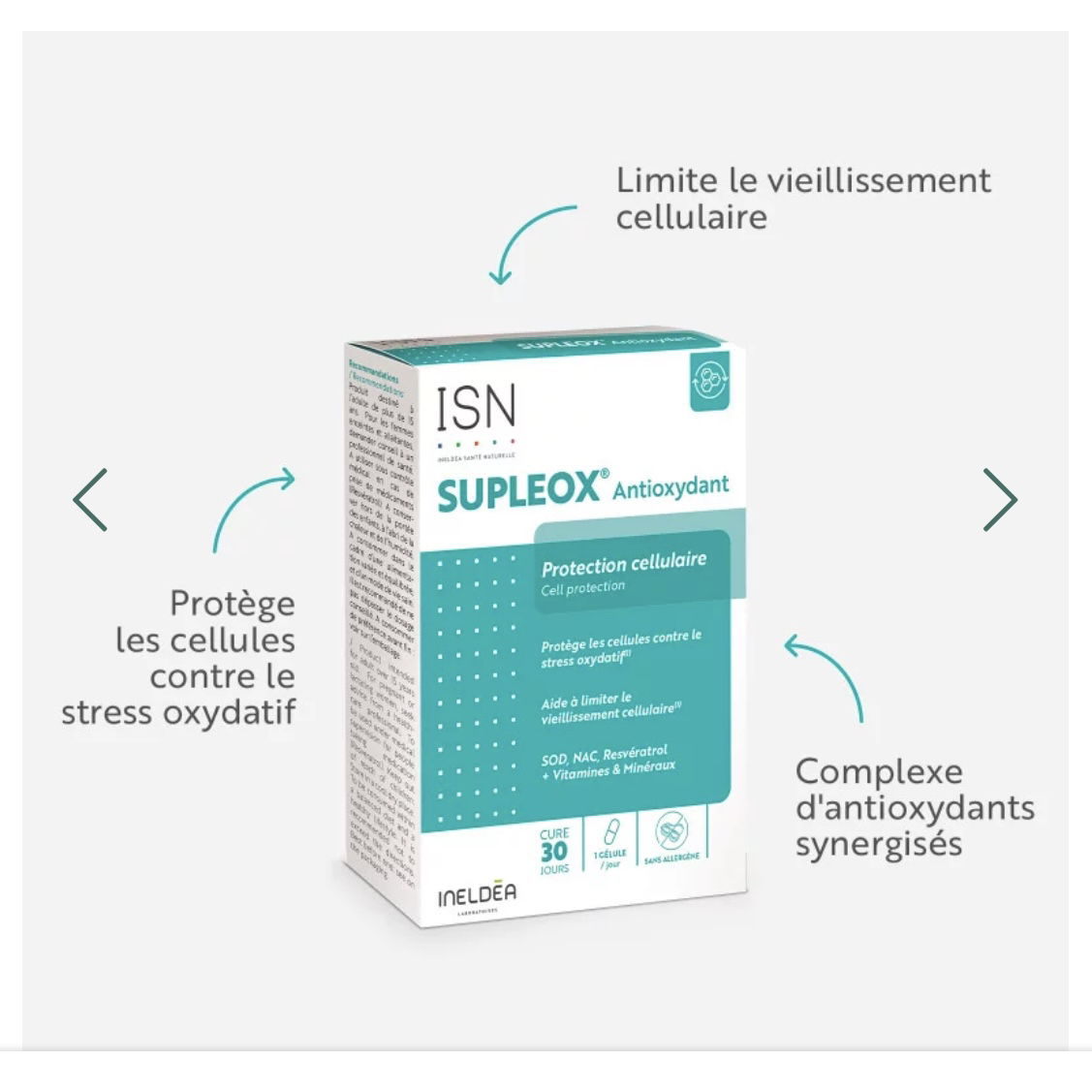 法国本土版 INELDEA双抗焕白SOD胶囊30粒抵御氧化肌肤如雪 - 图1