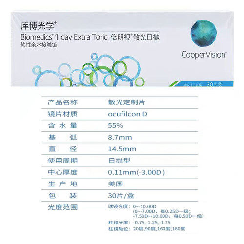 专业订制库博光学倍明视散光日抛30片透明片近视隐形眼镜天天月抛 - 图1
