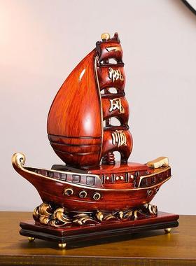 有艺术感的摆件一帆风顺帆船摆件家居装饰品高档客厅玄关树脂工艺