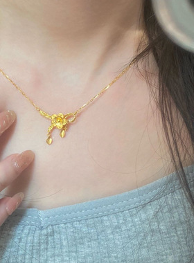 「春日来信」招财小桃花项链古法