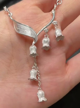 铃兰花流苏项链新款百搭锁骨链小