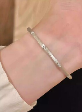 新款金色拉丝太阳花手镯中古叠戴