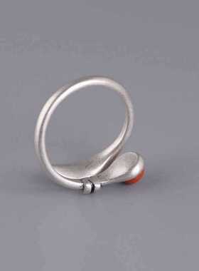 新款复古树叶戒指个性开口小众设