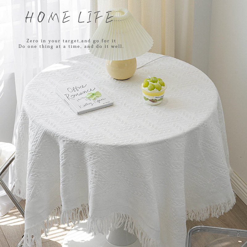 ins风法式桌布氛围感纯色桌布长方形茶几圆台布轻奢高级感餐桌布,淘宝优惠券,粉丝福利购,淘宝优惠卷