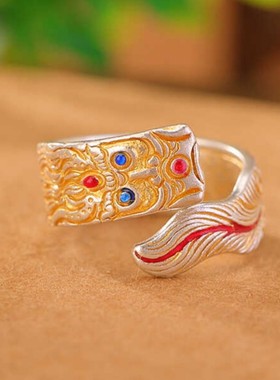 新款金鳞滴釉珐琅开口男女款戒指