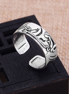 新款坐禅祥云开口戒指佛潮牌高级