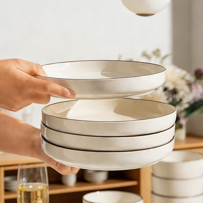 釉下彩奶油风陶瓷饭碗家用米饭碗高颜值网红碗面碗汤碗吃饭碗餐具