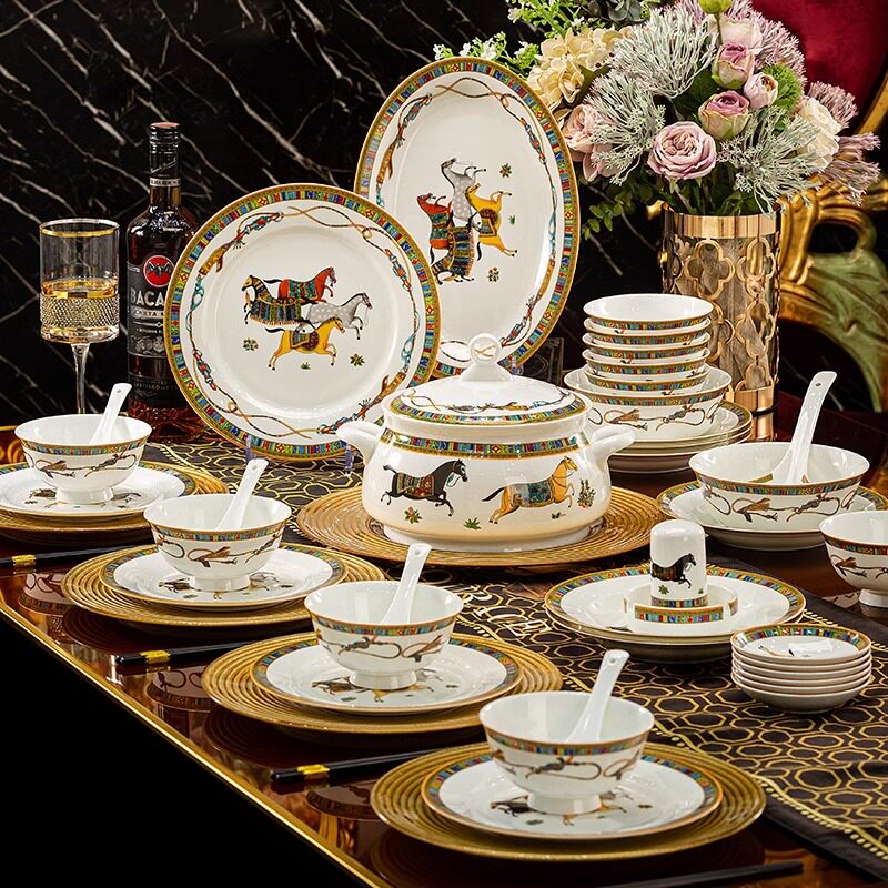 景德镇陶瓷饭碗家用2026新款高颜值碗碟套装餐具米饭碗轻奢高级感