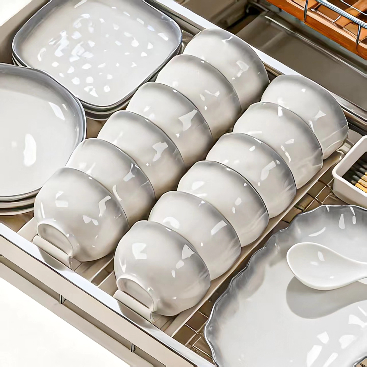 10只装碗烟雨遥釉下彩米饭碗家用2026新款高级感碗具陶瓷餐具面碗