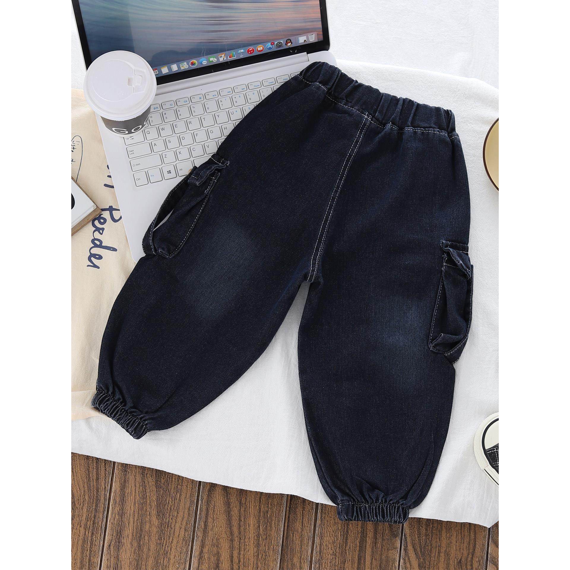 儿童牛仔裤男女宝宝春秋宽松休闲加绒工装束脚长裤子外穿百搭帅气,淘宝优惠券,粉丝福利购,淘宝优惠卷