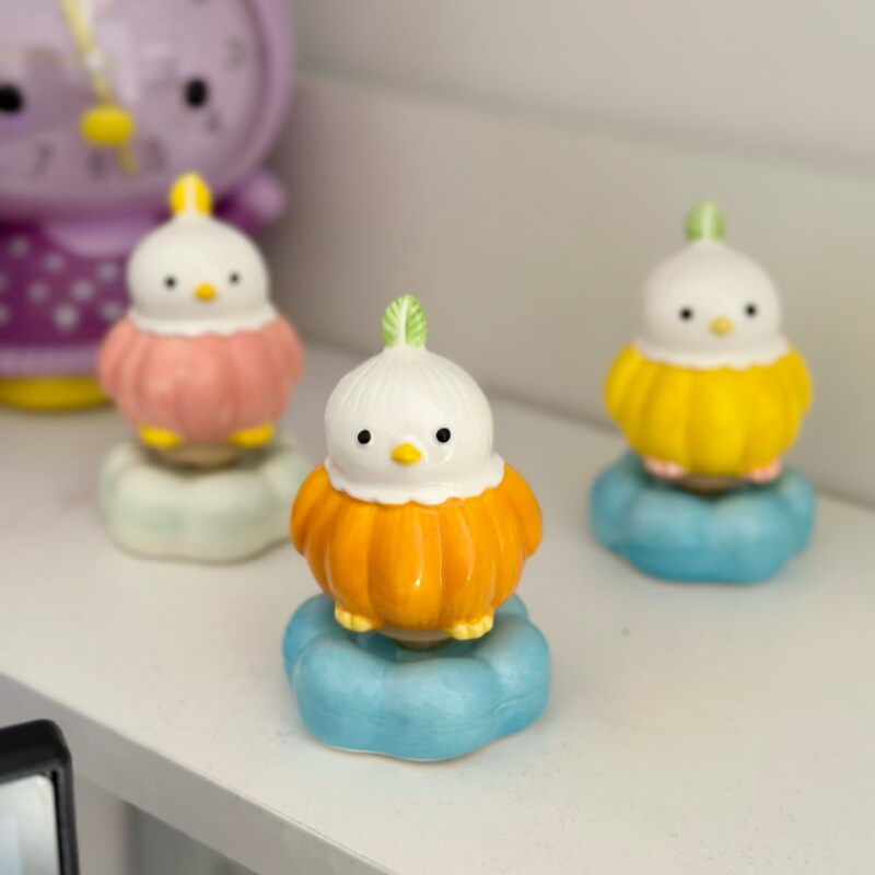 景德镇网红文创转转陶瓷蒜鸟桌面小摆件手工手捏可爱卡通小饰品,淘宝优惠券,粉丝福利购,淘宝优惠卷