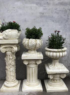 欧式婚庆路引道具户外石膏方形罗马柱子花架花盆底座落地装饰摆饰