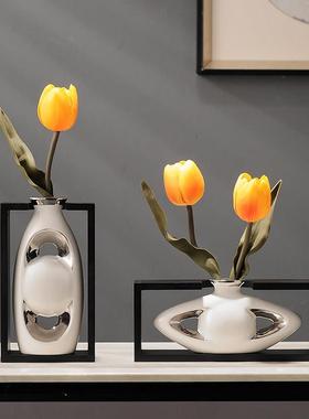 新中式仿真迎客松盆景屏风摆件禅意客厅书柜装饰品玄关柜办公室