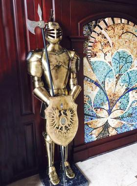复古式罗马盔甲武士模型餐厅酒店大堂企业门厅超大型落地摆件装饰