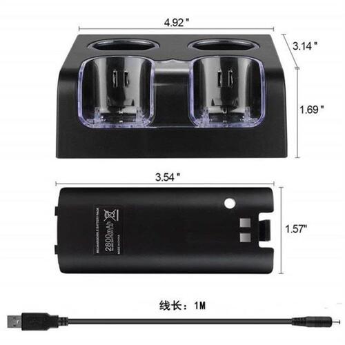 WII专用双充电电池组手柄座充wii四充配电池WII手柄配件wiiu座充