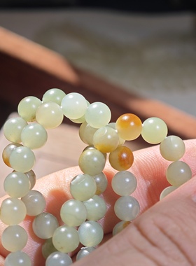 孤品37.7g籽料6mm蓝调沙枣青圆珠手链108颗洒金皮天然皮色高油润