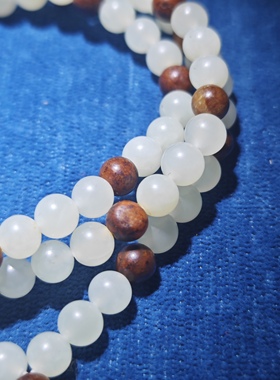 一诺正宗新疆和田玉籽料6mm黄沁珠108颗珠链项链多圈手链高档珠宝