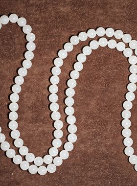 新疆和田玉山料白玉8mm圆珠手链108颗多圈佛珠手串暖色高油高润