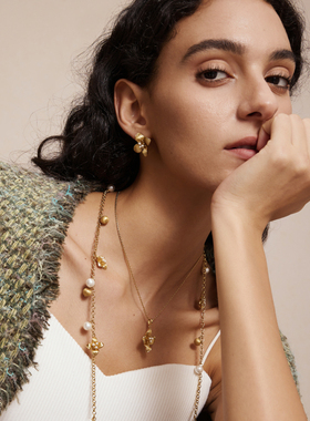 【新年礼物】RC Retro Chic意大利复古时尚首饰 金丝四瓣花长链